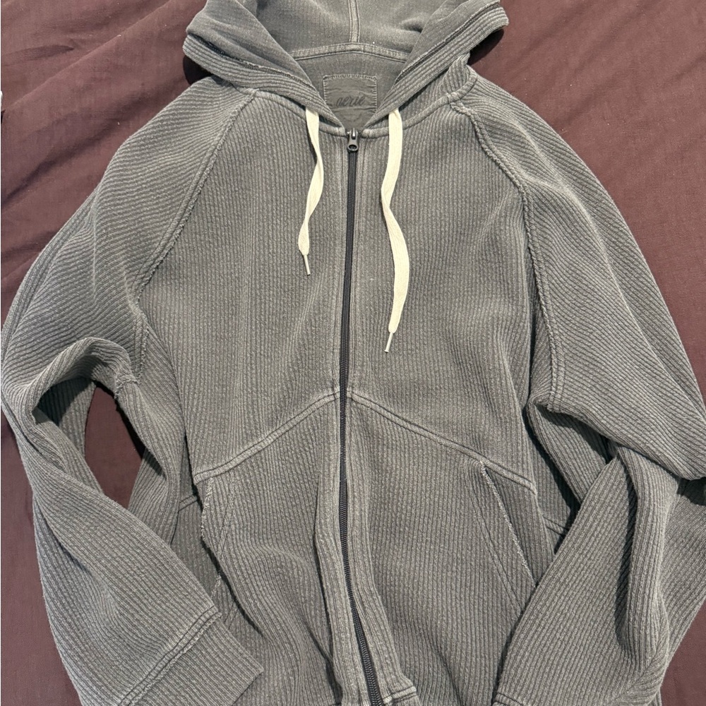Aerie Gray Hooded Zip-Up Jacket